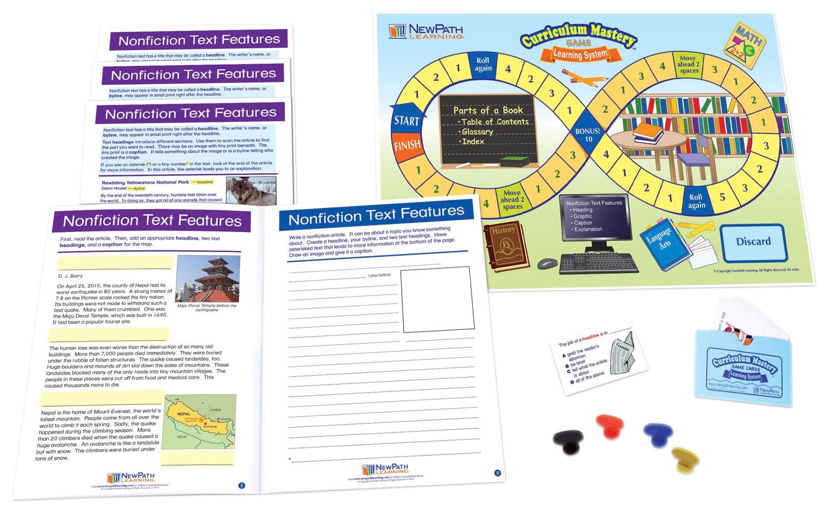 Image for NewPath Learning Nonfiction Text Features Learning Center Game, Grades 3 to 5 from School Specialty